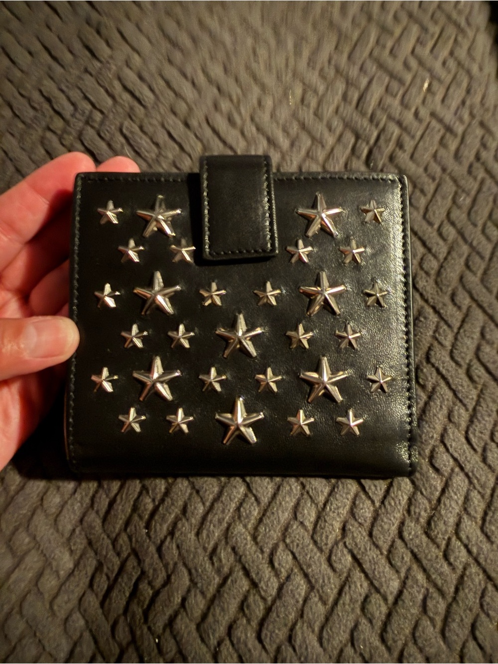 Jimmy Choo Black Star-Studded Leather Wallet